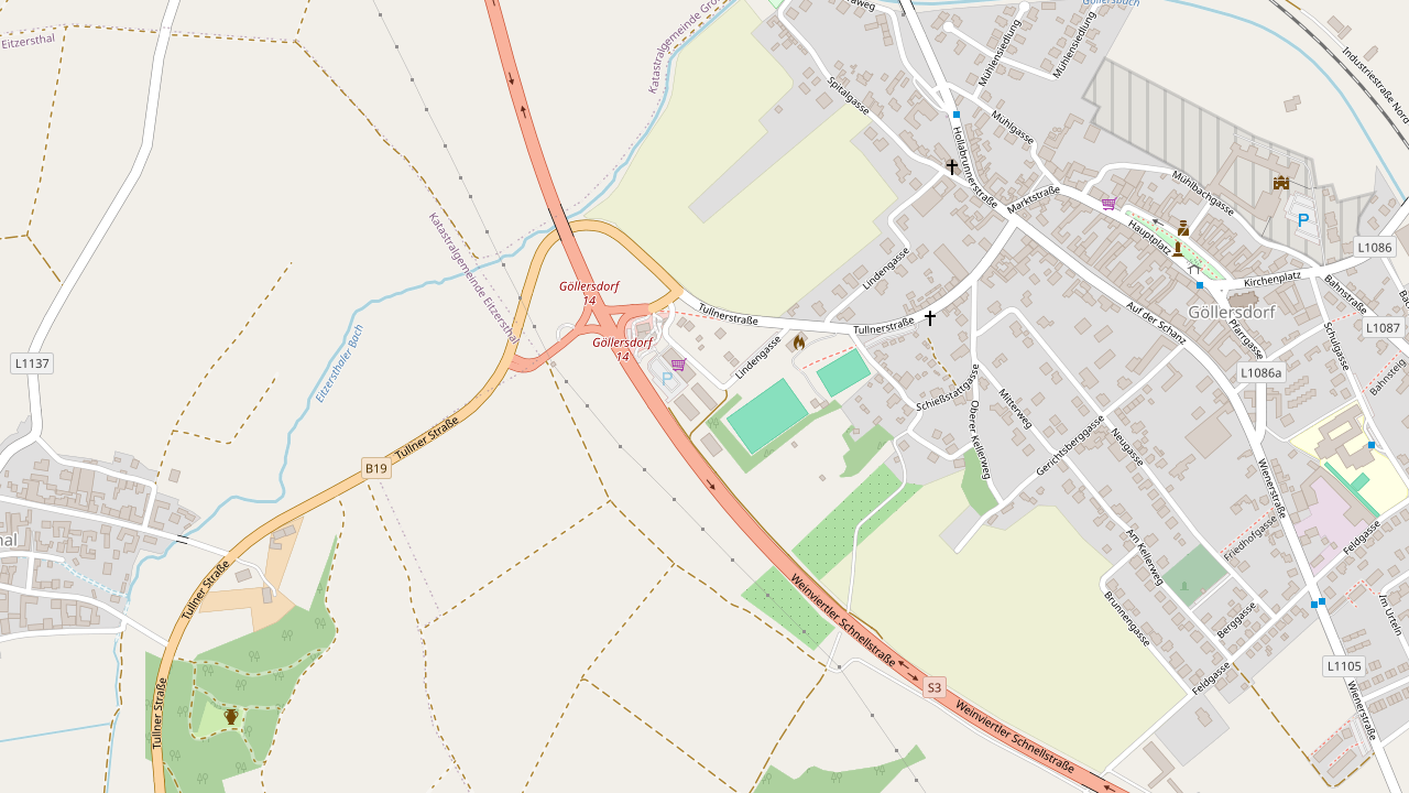 Kartenausschnitt: Lindengasse 24 in Göllersdorf, neben der Anschlussstelle Göllersdorf der Schnellstraße S3